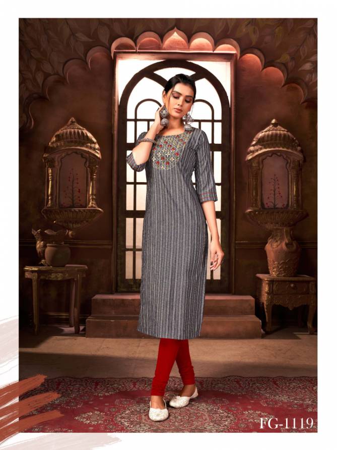 Fg Chanchal Pure Cotton Fancy Wear Latest Straight Kurti Collection
